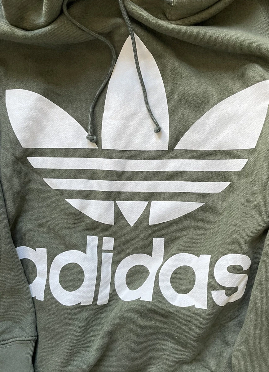 Adidas Women's Originals Trefoil Hoodie Olive Green .