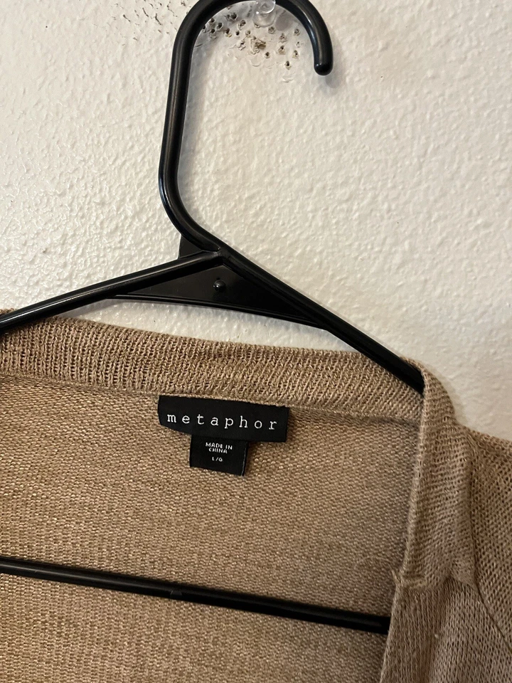 Cárdigan abierto Metaphor para mujer marrón caqui grande mezcla de rayón Foto 2 de 4