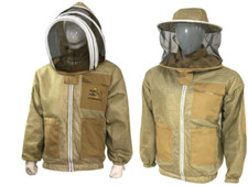 Beekeeping ventilated jacket with Round and fencing veil face zipper in khaki