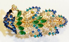 Peacock Theme Wedding Prom Hair Barrette Hairclip Crafted with Rhinestones