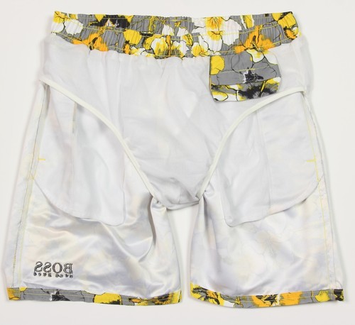 Men's HUGO BOSS Black Yellow Gray Floral Swim Trunks Swimsuit Small S NWT NEW - Picture 5 of 6