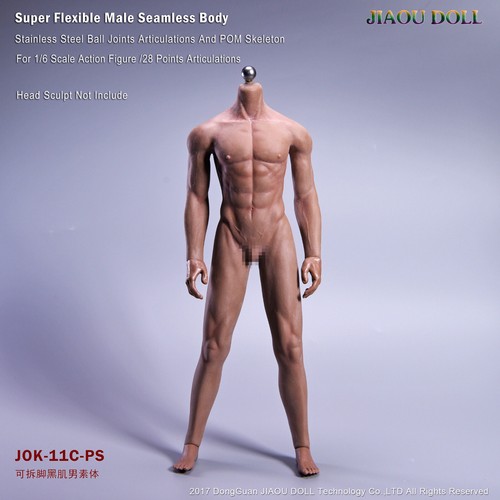 1/6 normaler männlicher Körper dunkle Haut mit abnehmbarem Fuß von Jiaou Puppe 11C-PS - Bild 1 von 5