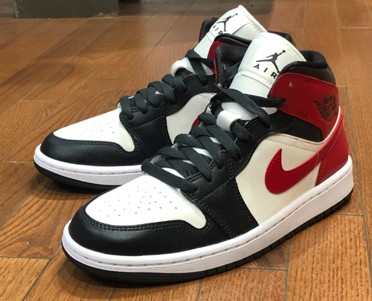 NEW* Women NIKE Air Jordan 1 Retro Mid Sail / Gym Red-White