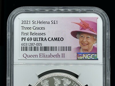 2021 Three Graces 1 oz St Helena Masterpiece Silver Proof PF69 UK