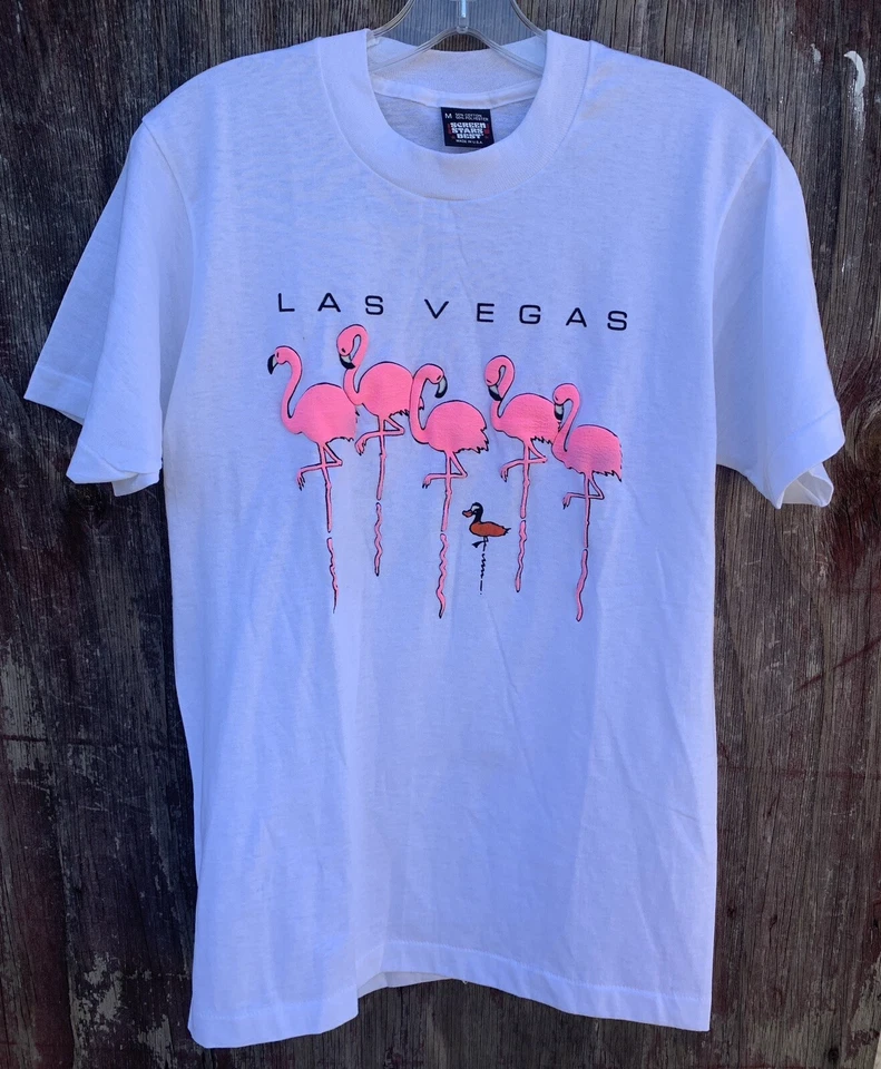 Vintage Las Vegas T Shirt Pink Flamingos Flamingo Neon Pink Graphics Size M - Image 2 of 4