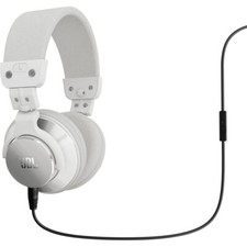 JBL BassLine Over-Ear DJ Style Headphones with In-line Mic  Controls White 