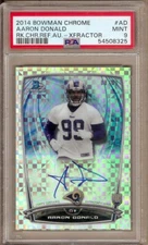2014 BOWMAN CHROME XFRACTOR AARON DONALD RC AUTO 08/10 PSA 9!!