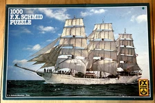 VINTAGE F.X. Schmid "Sailing Ship Christian Radich" 1000p Puzzle (1986) COMPLETE