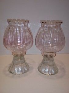 LOT 2 PINK Glass CELESTE VOTIVE CUP CANDLE HOLDERS Homco ...