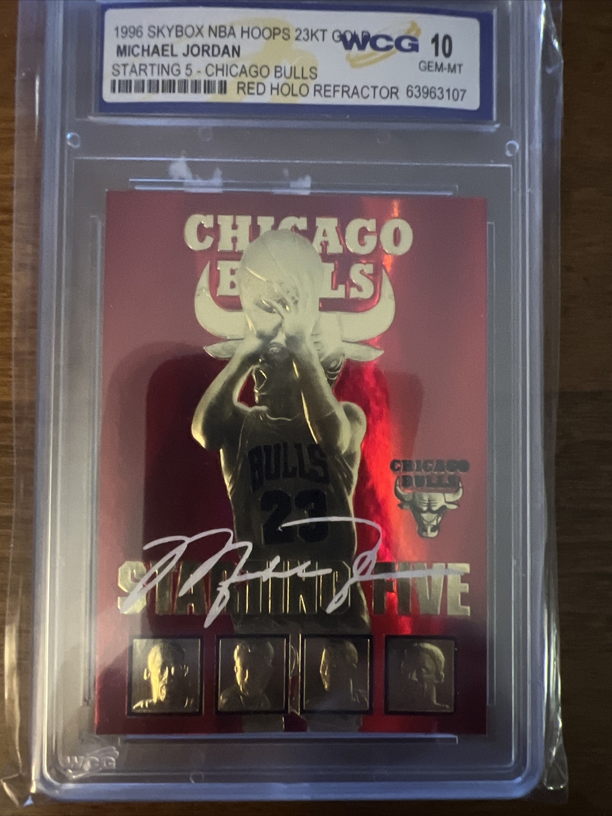 1996 Skybox NBA Hoops JORDAN “STARTING 5” Red Holo Refractor WCG GEM