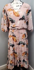 La Bellum Hillary Scott Tiered Dress Womens L Multi Butterfly Cottagecore Design