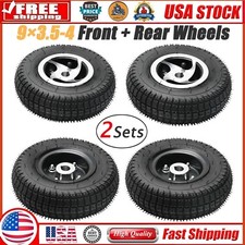 2 Pack Front Wheel 9x3.5-4 Tyre Rim For Lawn Mower Mobility Scooter ATV Go Kart