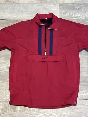 VINTAGE Nike Jacket Mens Medium Anorak Center Swoosh Hooded Nylon