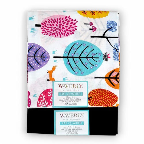 Set of 2 Waverly Inspirations Black & Multicolor Tree Pattern Fat Quarter Fabric - Picture 4 of 6