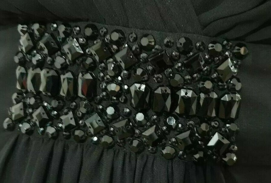 New Jacques Vert dress UK 14 Maxi Black Beige Chiffon Wedding Cruise RRP £179 image 5