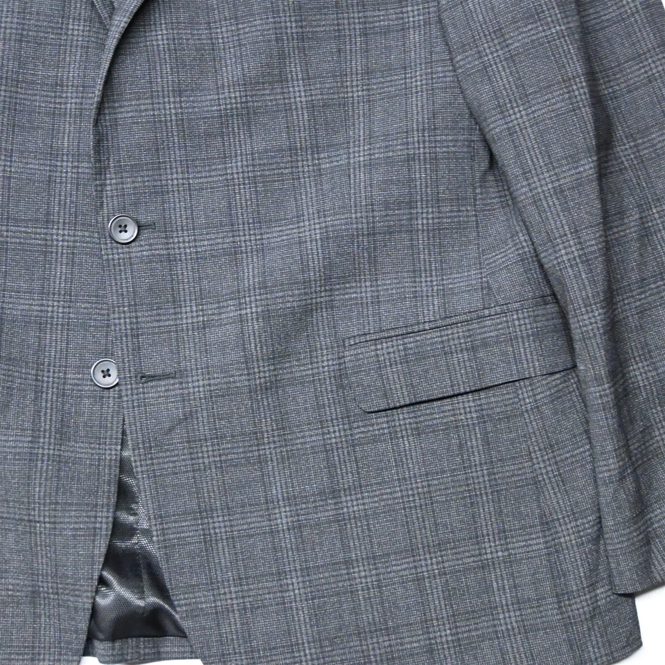 Kenneth Cole Awearness 48R Gray Plaid Wool Mens Blazer Suit Jacket Coat - Image 3 of 4