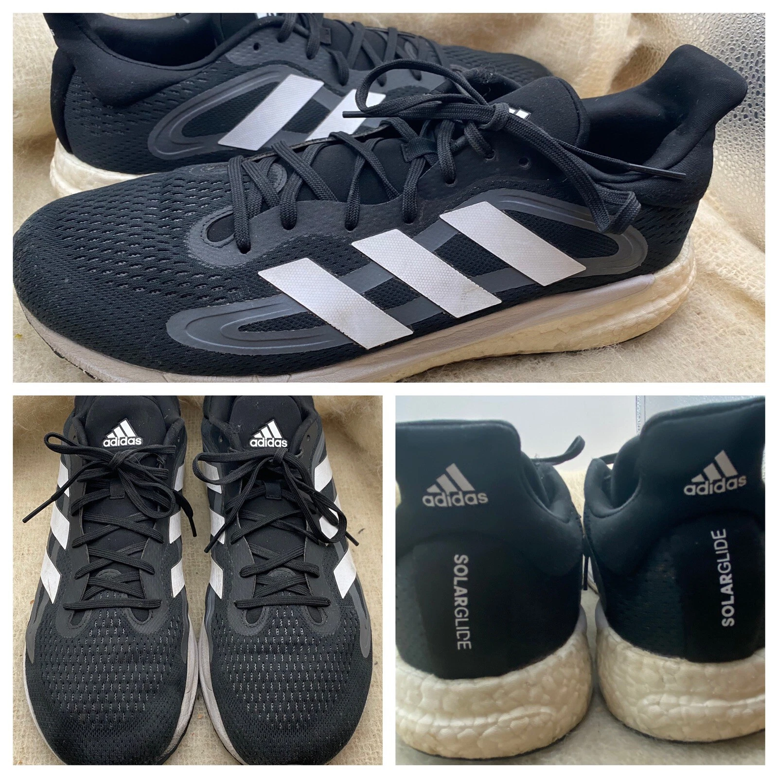 Scarpe da ginnastica Adidas Solar Glide da uomo taglia US 12 S42558 nero bianco