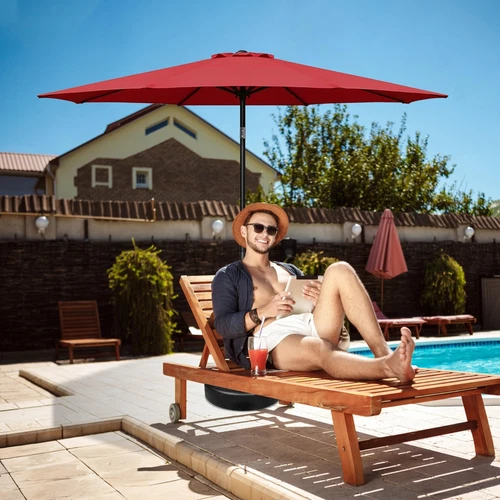 7.5ft/9/10ft Tan/Red Patio Umbrella Dining Table Outdoor Market Umbrella w/Crank - Bild 25 von 44