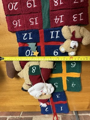 3D Advent Calendar Wall Hanging Santa Claus Plush Teddy Bear Countdown Xmas BN2