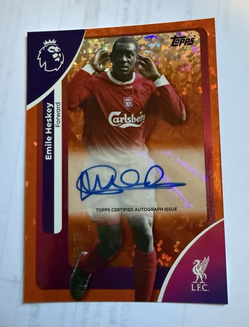Topps Premier League 2026 Autograph EMILE HESKEY ORANGE SPARKLE /25 Auto