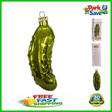 Kurt Adler 4-Inch Hand-Blown Green Glass Pickle Ornament for Christmas Elegance
