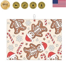 Christmas Skeleton Dish Drying Mat 18"x24" For Kitchen Counter, Absorbent Mic...