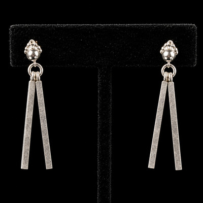 NE From Scandinavian Sterling Modernist Bar Dangle Earrings Denmark 925S