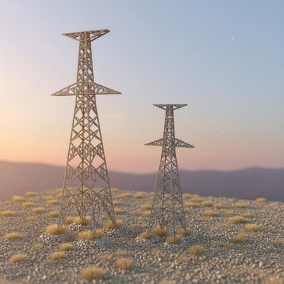 Electric Power Distribution Tower Model Glued Construction Engineering Decor