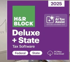 H&R Block Tax Software Deluxe 2025 FREE Fed eFILE  lNSTANT-Key+Iink for  PC/Mac
