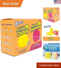 8 Durable Orange Scrub Mommy Sponges - BPA Free, Odor & Stain Resistant Cleaning