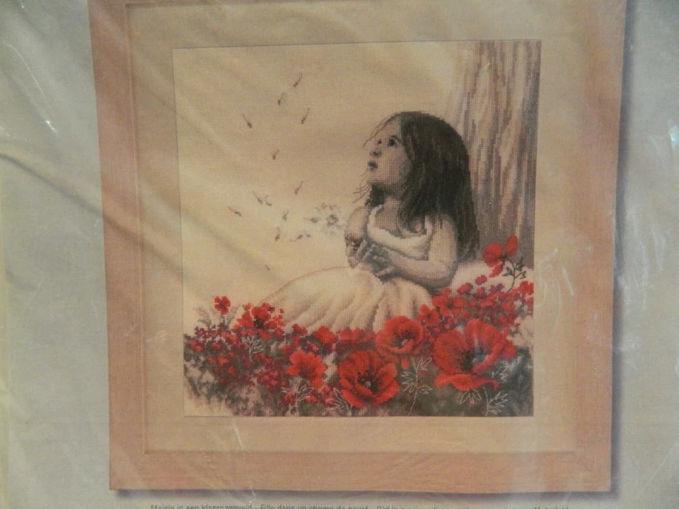 C-25 NUEVO KIT PUNTO DE CRUZ CONTADO VERVACO HÁGALO USTED MISMO (BÉLGICA) “CHICA EN CAMPO DE AMAPOLA” Foto 2 de 3