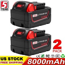 2 Pack For Milwaukee for M18 Lithium 8.0AH High Capacity Battery 48-11-1860 New