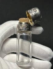 Glas & Silber Flakon Jugendstil Floral Antik wohl Frankreich um 1890