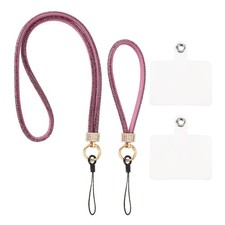 Phone Lanyard, Polyester Detachable Wrist Strap with Phone Patches, Dark Purple