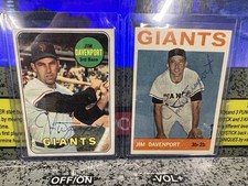 Lot of 2 Jim Davenport Signed Autographed Cards 1964 & 1969 Topps Baseball Auto