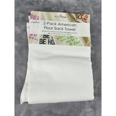 Craft Basics 2-Pack American Flour Sack Towels White 28x29 Cotton Blend DIY