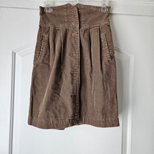 Esprit Sport Skirt Size 3/4 Brown Corduroy Button Front High Waisted Old Money