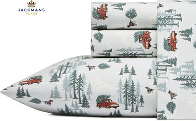 Eddie Bauer - komplettes Lakenset, warm atmungsaktiv voll, Tree Farm hellblau