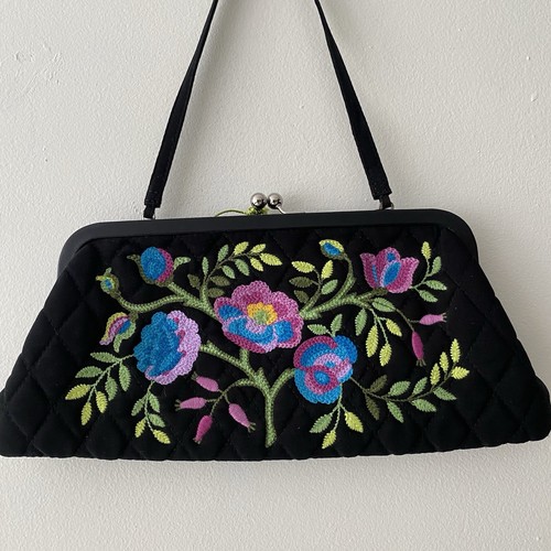 Vera Bradley Veronique Floral Clutch kleine Handtasche bestickt Blumenmuster Boho - Bild 2 von 5