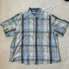 TOMMY BAHAMA BUTTON UP SHIRT MEN'S 2XLB BIG SHORT SLEEVE CHECK PLAID