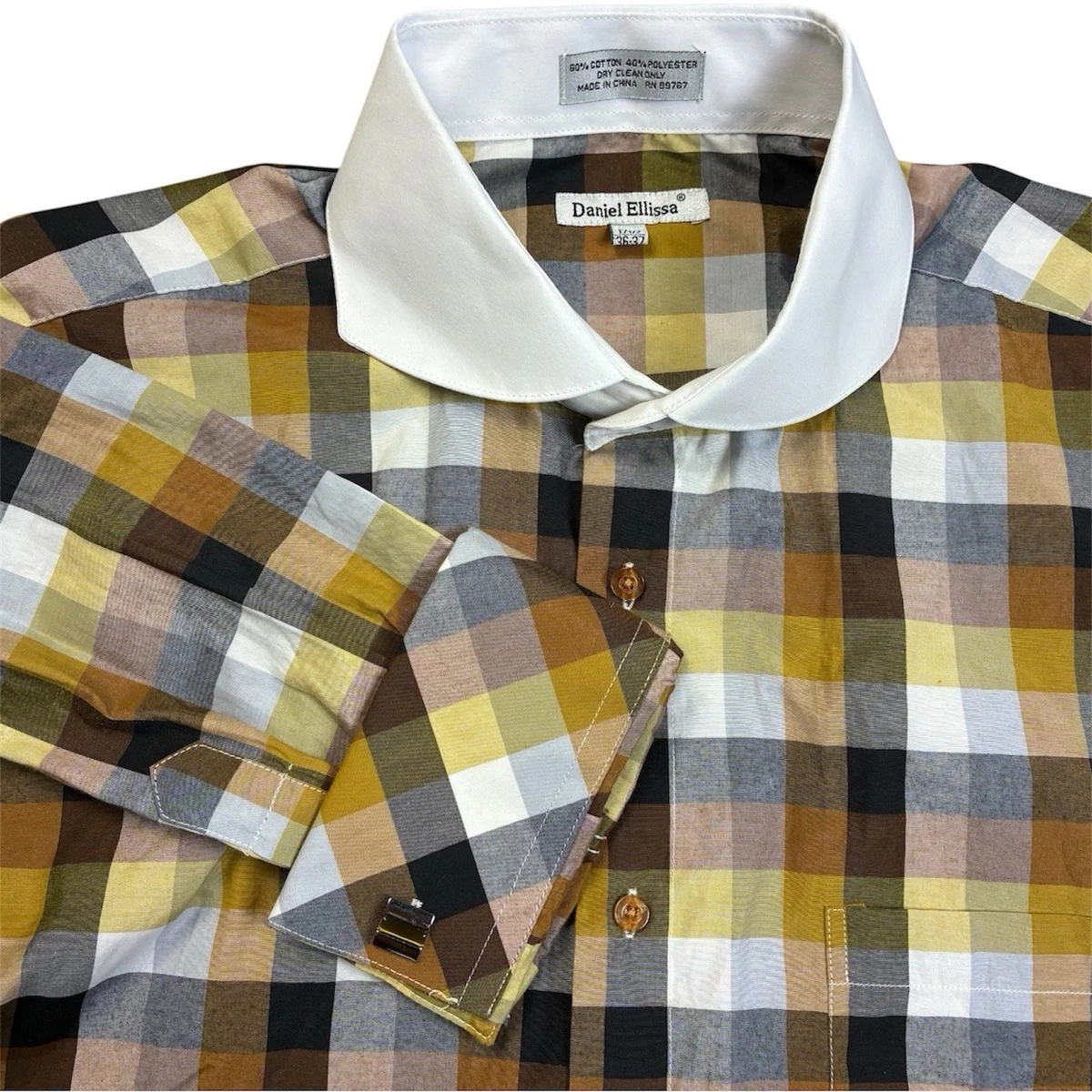 daniel ellissa dress shirts wholesale Daniel Ellissa Solid White Cotton Blend Dress Shirt With Convertible Cuffs DS3001 4X-Large 20.5