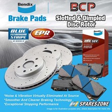 Rear Slotted Disc Rotors + Bendix Brake Pads for Honda HR-V RU 1.8L 2015-On