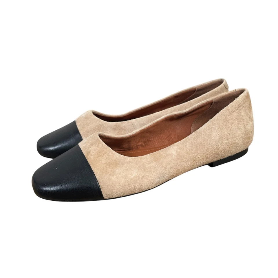 Nuevo Zapatero Vagabond Jolin Plano Mujer EE. UU. 7 UE 37 Beige Negro Gamuza Cuero Foto 3 de 4