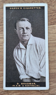 OGDEN'S AUSTRALIAN TEST CRICKETERS 1928/29 CIGARETTE CARD DON BRADMAN ROOKIE