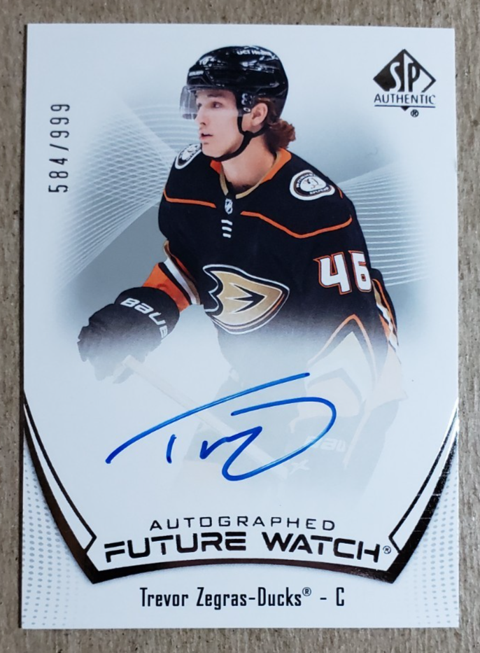 2021-22 SP Authentic Trevor Zegras Auto RC /999 Anaheim Ducks
