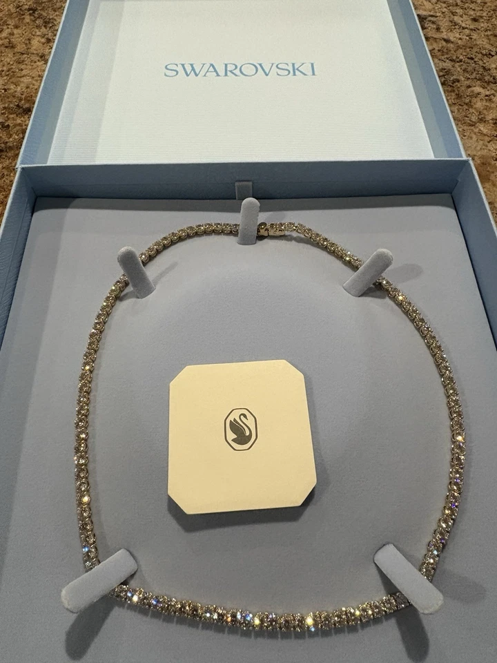 Swarovski - Collar Tenis Matrix - Corte Redondo, Amarillo, Chapado en Dorado-Talla: M Foto 3 de 4