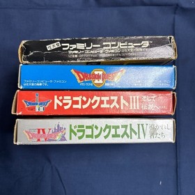 Famicom Dragon Quest 1 2 3 4 Set Box Manual Tested NES Japan Lot DQ3 B Mark Rare