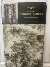 Envogue Greenwood Forest Set of 2 Toile Curtains Panels 37"x84" Loden Green