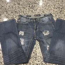 Men's Distressed Cj Black Low-Rise Boot Jeans Denim Size 29x32