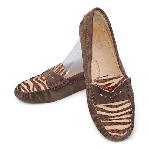 LAUREN RALPH LAUREN - Camila VINTAGE Driving Flats, Animal Print Kidsuede US 7.5 - Picture 3 of 13
